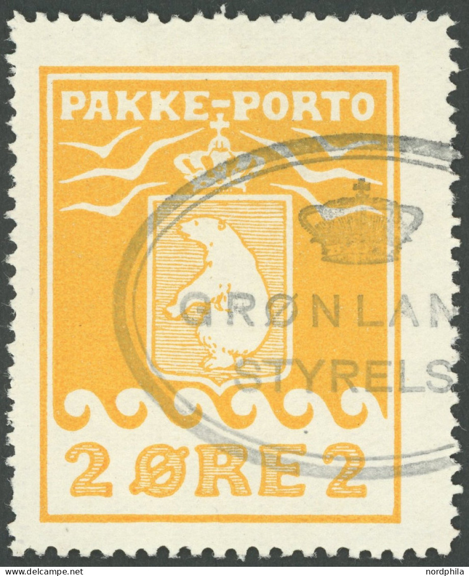GRÖNLAND - PAKKE-PORTO 5A O, 1924, 2 Ø Gelb, (Facit P 5III), Pracht, Gepr. Dr. Debo - Colis Postaux