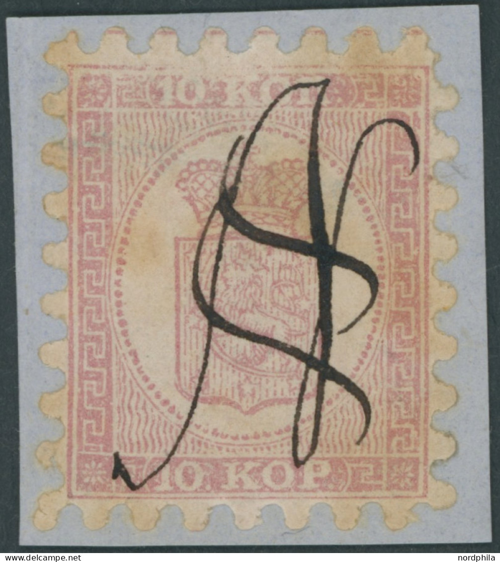 FINNLAND 4Ax BrfStk, 1860, 10 K. Rosakarmin Auf Rosa, Handschriftliche Entwertung Von NYSTAD, Alle Zungen, Leichte Patin - Sonstige & Ohne Zuordnung