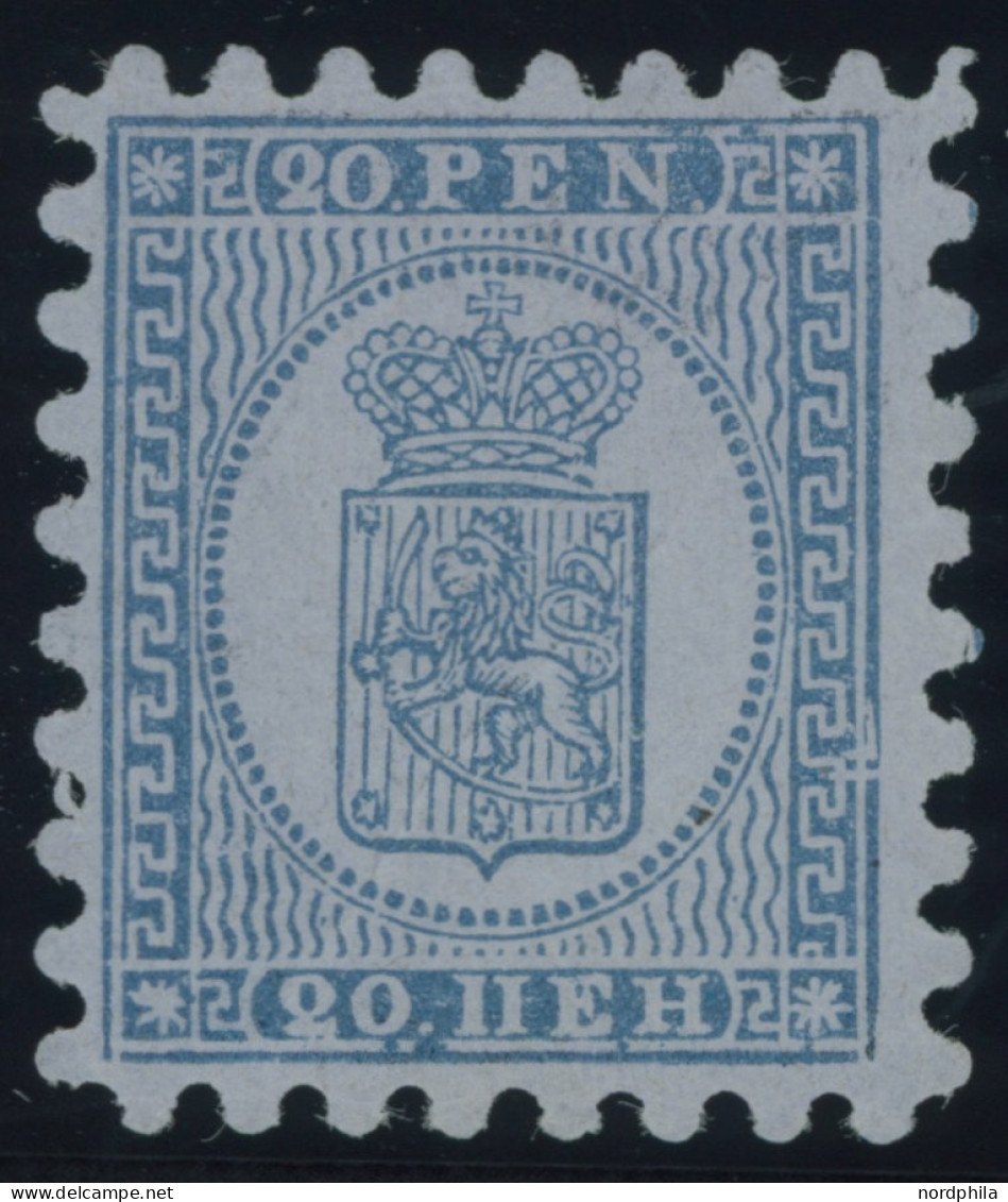 FINNLAND 8Ay , 1873, 20 P. Blau, Alle Zungen!, Herstellungsbedingte Papierfalte, Ohne Gummi, Pracht - Autres & Non Classés