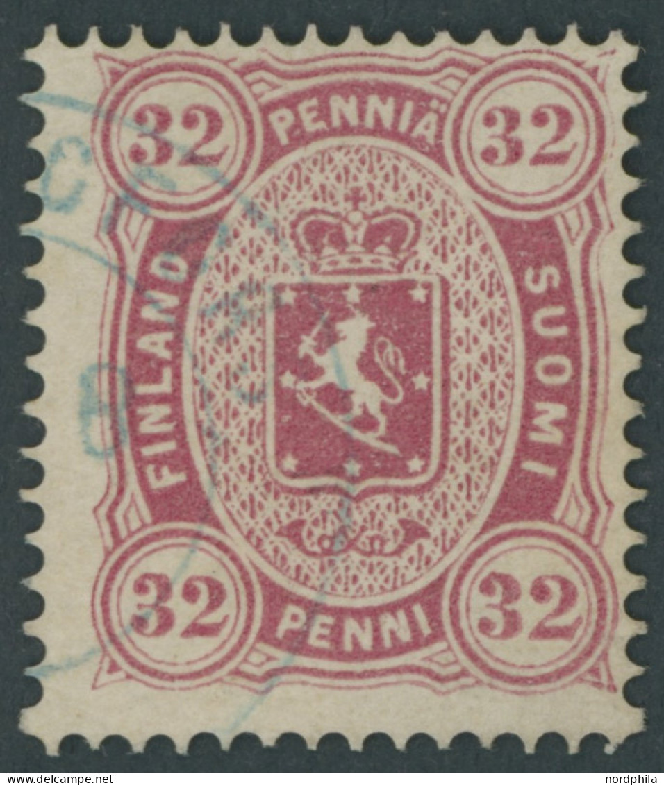FINNLAND 11 O, 1875, 32 P. Karminrosa, Blauer K2, Pracht, Signiert H.K., Mi. 600.- - Other & Unclassified