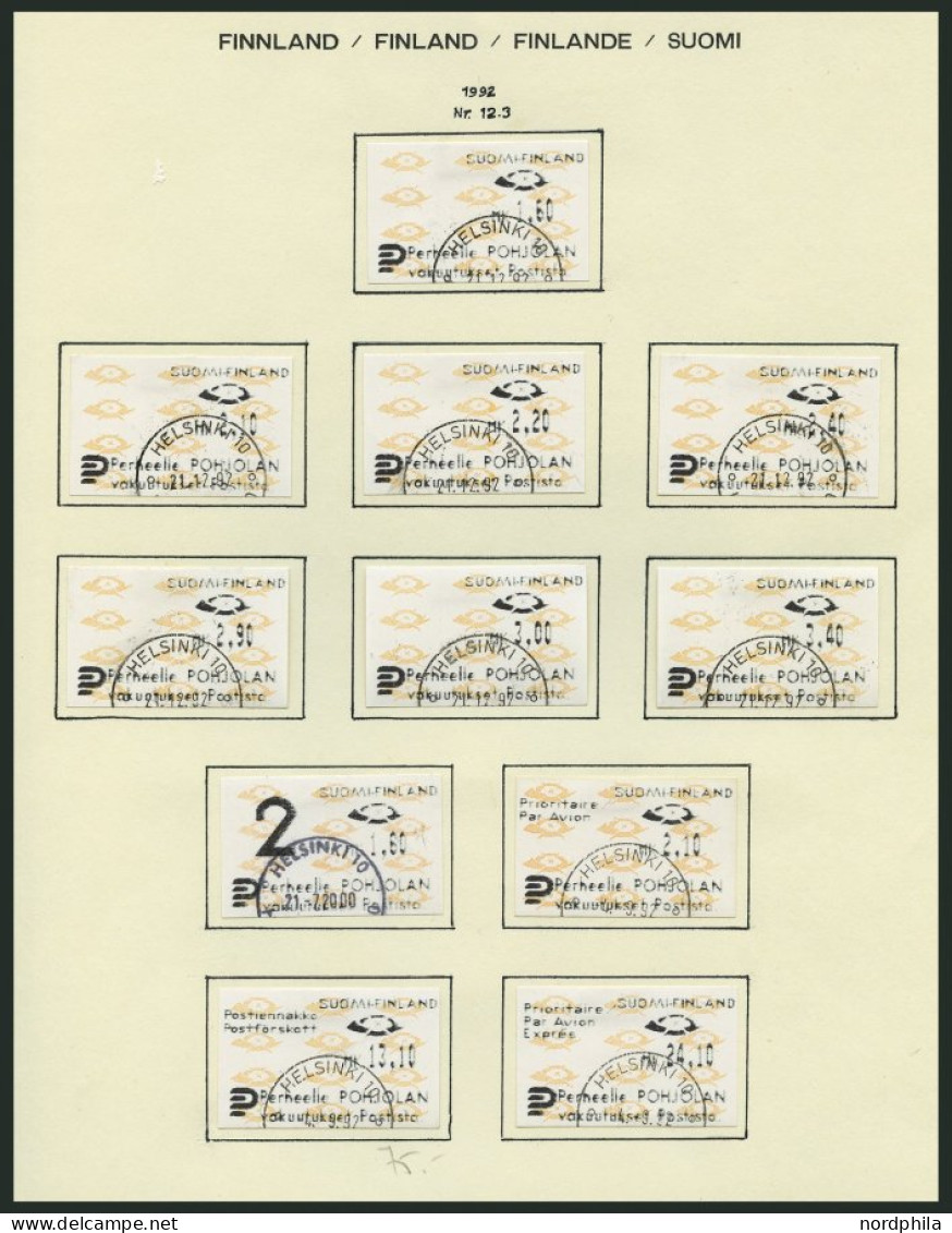 FINNLAND A 12 O, Automatenmarken: 1992, 89 Verschiedene Werte, Fast Nur Komplette Ausgaben, Pracht, Mi. 550.- - Used Stamps