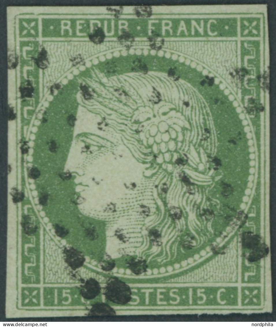 FRANKREICH 2a O, 1850, 15 C. Grün, Farbfrisches Prachtstück, Signiert Starauschek, Mi. 1200.- - Other & Unclassified