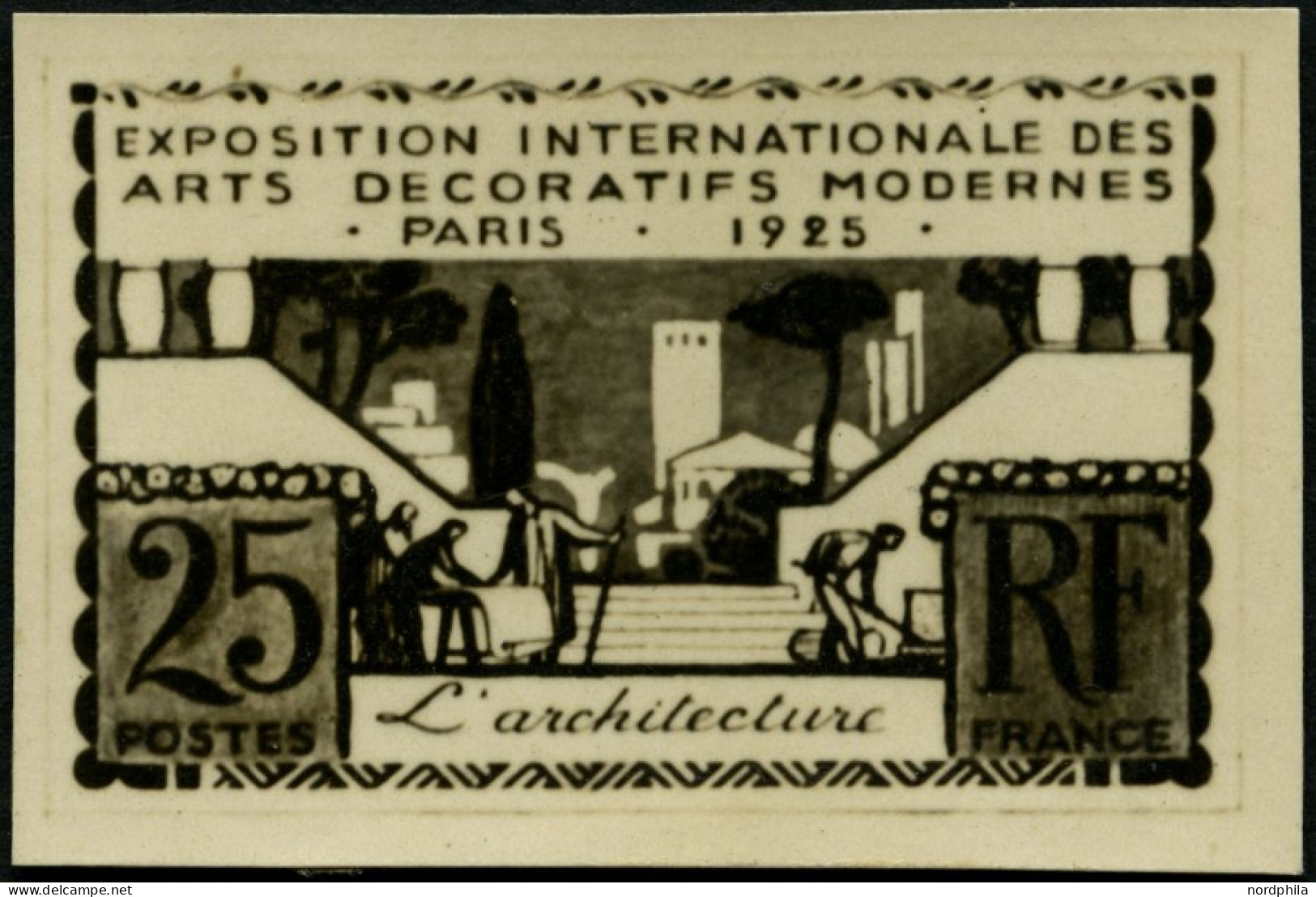 FRANKREICH 179P , 1925, 25 C. Schlossterrasse, Ungezähntes Fotoessay Auf Kartonpapier, Pracht, R! - Other & Unclassified