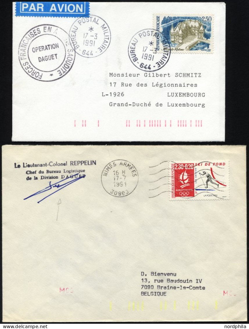 FRANKREICH FELDPOST 2507,2816 BRIEF, 1991, 2.50 Fr. Tourismus Mit K1 BUREAU POSTAL MILITAIRE/644 Und Truppenstempel FORC - Militärstempel Ab 1900 (ausser Kriegszeiten)