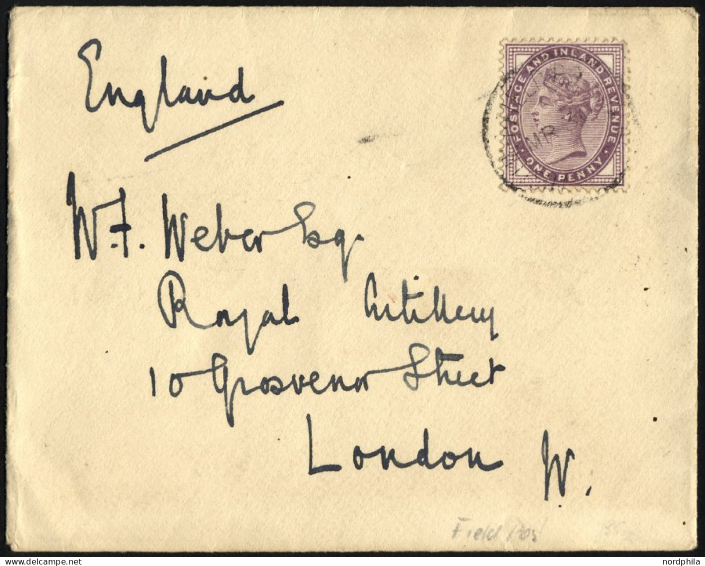 BRITISCHE MILITÄRPOST 65 BRIEF, 1900, 1 P. Königin Victoria Mit K1 ARMY FLIED POST S.AFRICA Auf Feldpostbrief Nach Londo - Used Stamps