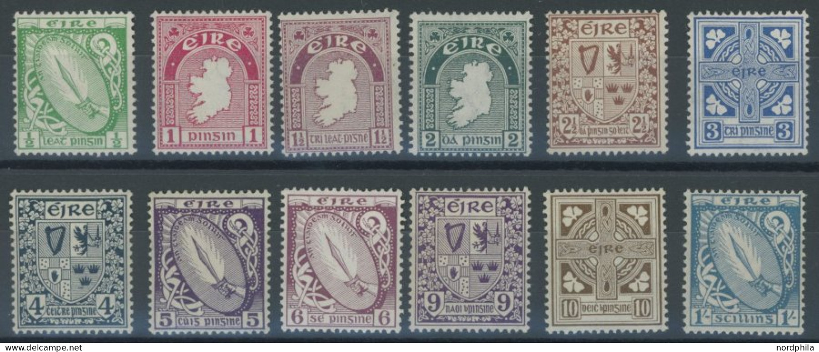 IRLAND 40-51A , 1922, Nationale Symbole, Wz. 1, Falzrest, Prachtsatz - Sonstige & Ohne Zuordnung