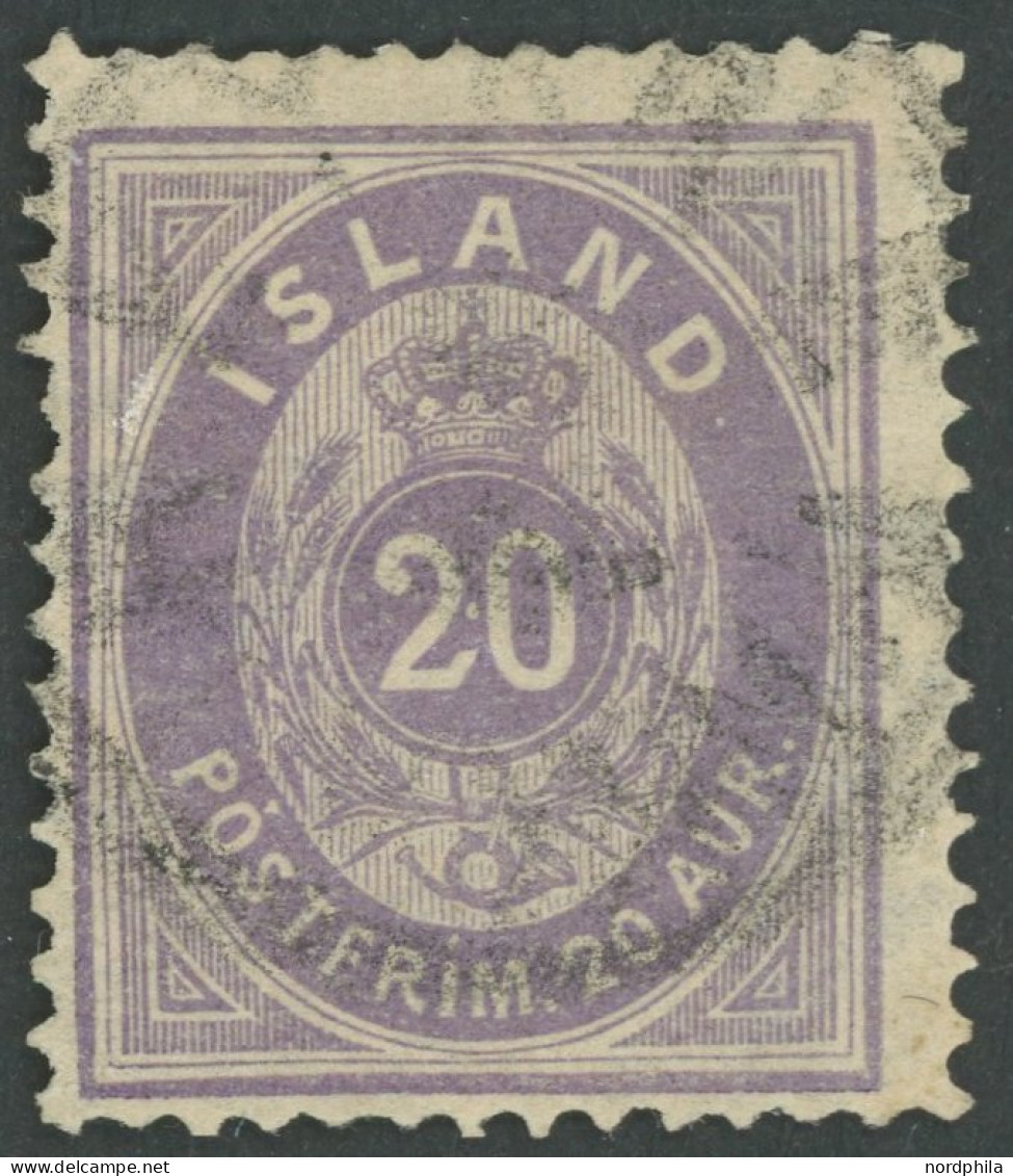 ISLAND 10Aa O, 1876, 20 A. Violett, Teilweise Bogenrand-Wz.!, üblich Gezähnt Pracht, Mi. 600.- - Autres & Non Classés