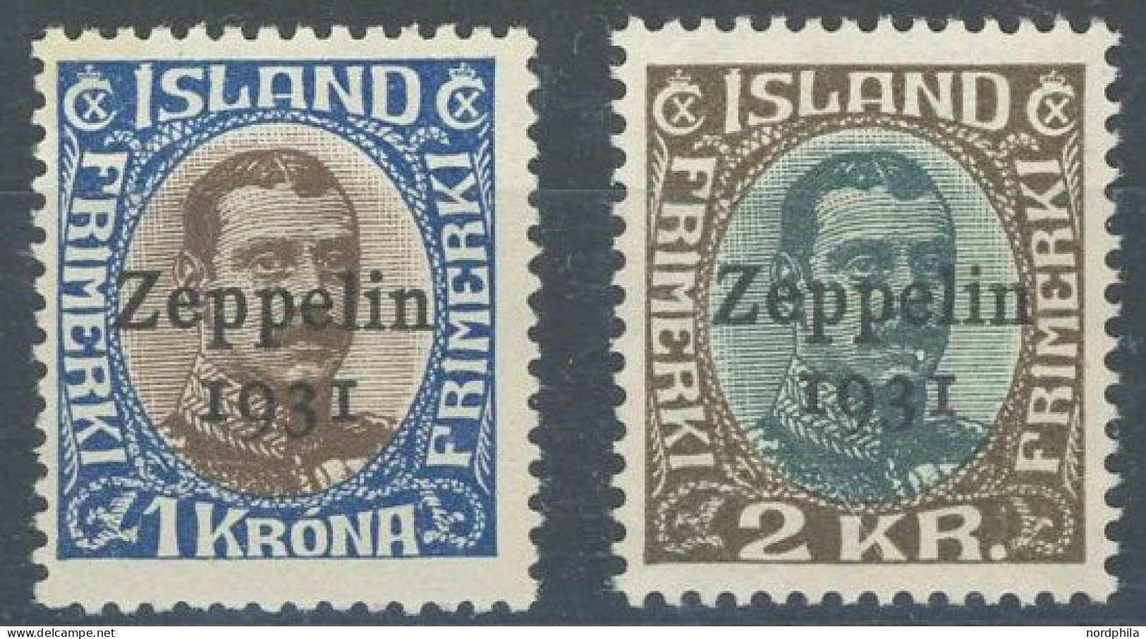 ISLAND 148/9 , 1931, 1 Und 2 Kr. Zeppelin, Postfrisch, Pracht - Andere & Zonder Classificatie