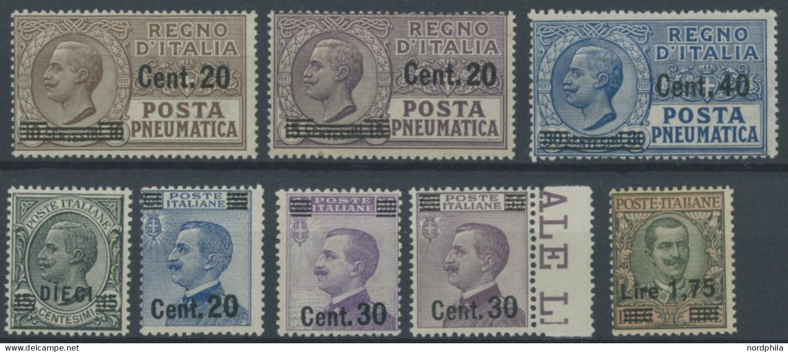 ITALIEN 214-21 , 1925, Rohrpostmarken Und König Emanuel III, 2 Postfrische Prachtsätze, Mi. 76.- - Zonder Classificatie