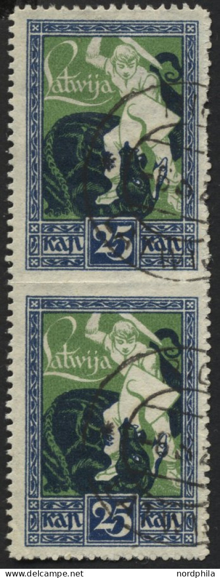 LETTLAND 37UMw O, 1919, 25 Kap. Befreiung Von Kurland Im Senkrechten Paar, Mitte Ungezähnt, Pracht - Latvia