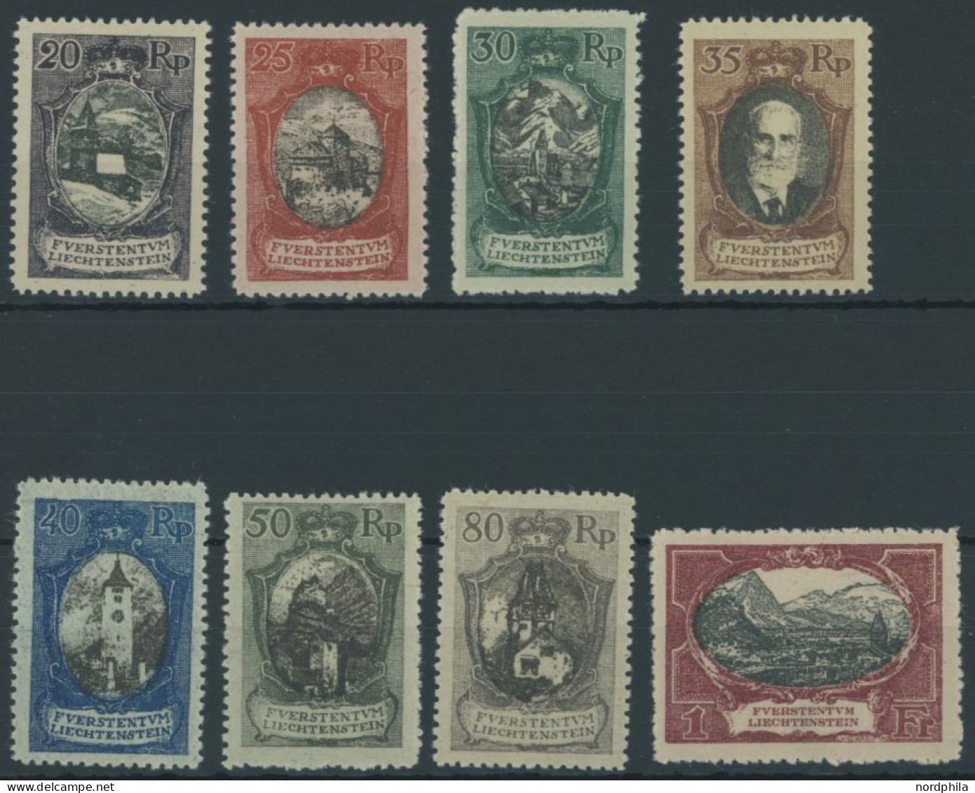 LIECHTENSTEIN 53-60 , 1921, Freimarken, Falzreste, Prachtsatz - Otros & Sin Clasificación