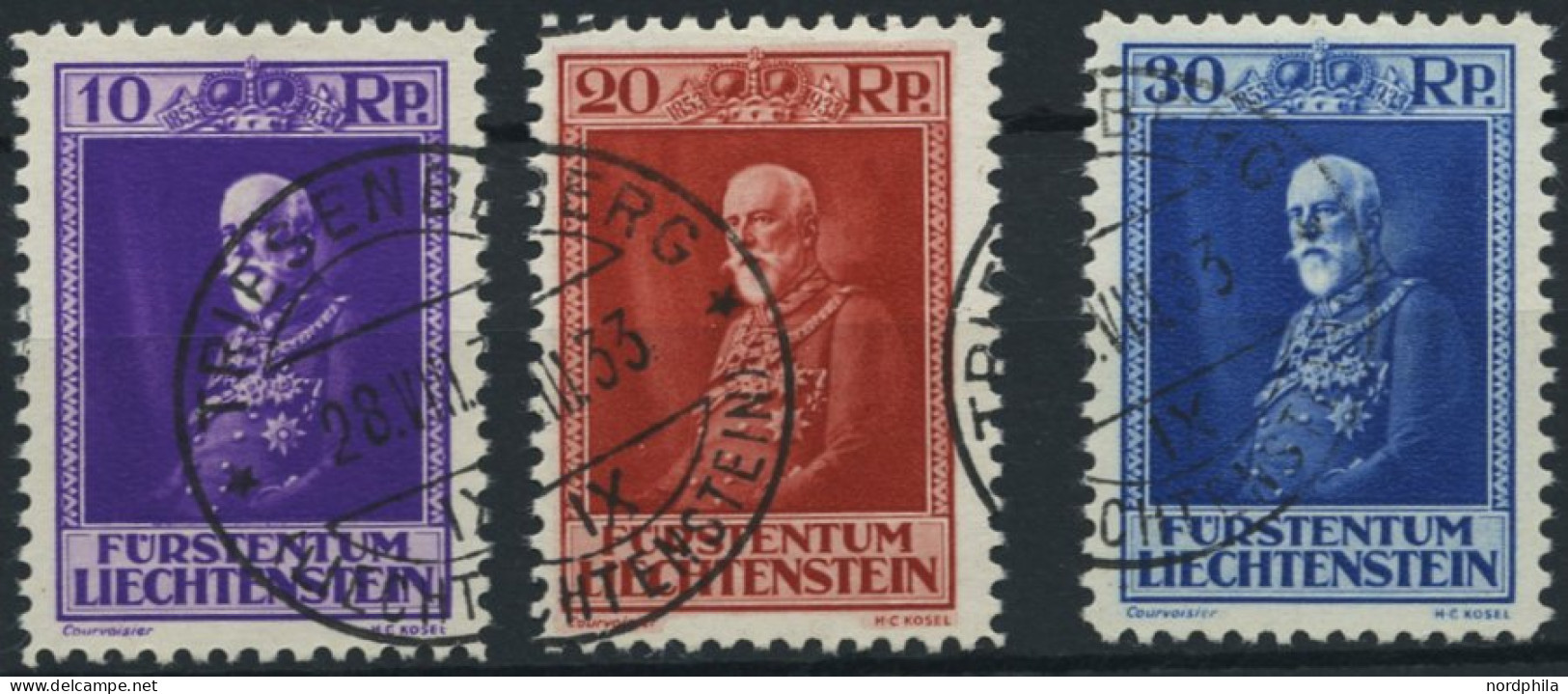 LIECHTENSTEIN 122-24 O, 1933, 80. Geburtstag, Prachtsatz, Mi. 150.- - Andere & Zonder Classificatie