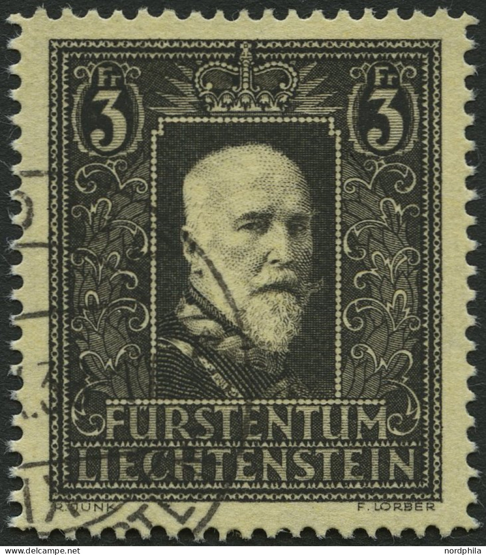 LIECHTENSTEIN 171 O, 1938, 3 Fr. Fürst Franz I, Pracht, Mi. 120.- - Autres & Non Classés