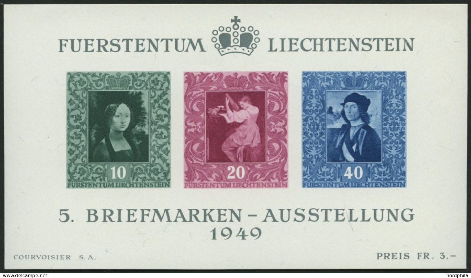 LIECHTENSTEIN Bl. 5 , 1949, Block Briefmarken-Ausstellung, Pracht, Mi. 170.- - Sonstige & Ohne Zuordnung