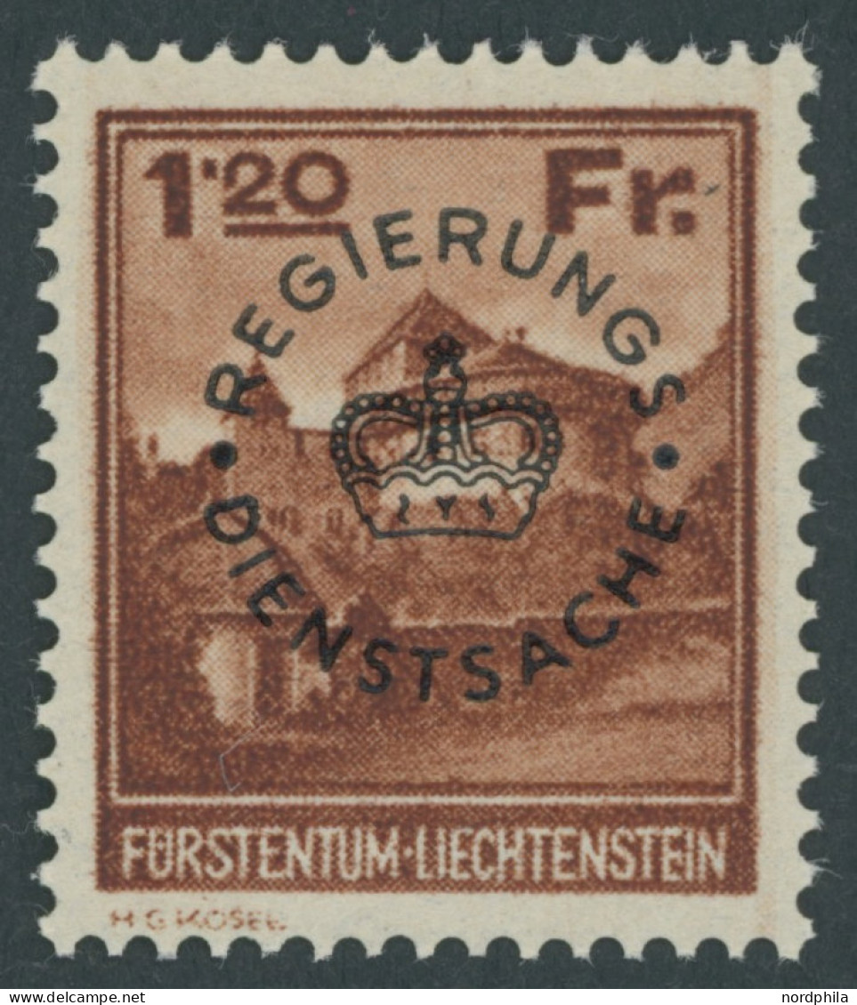 DIENSTMARKEN D 10 , 1933, 1.20 Fr. Schwarzbraunorange, Postfrisch, Pracht, Mi. 260.- - Official