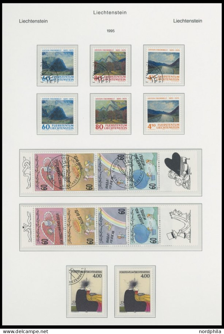 SAMMLUNGEN ,o , Komplette Sammlung Liechtenstein Von 1986-96 (bis Auf 6 Werte) Im KA-BE Falzlosalbum, Zweifach Gesammelt - Verzamelingen