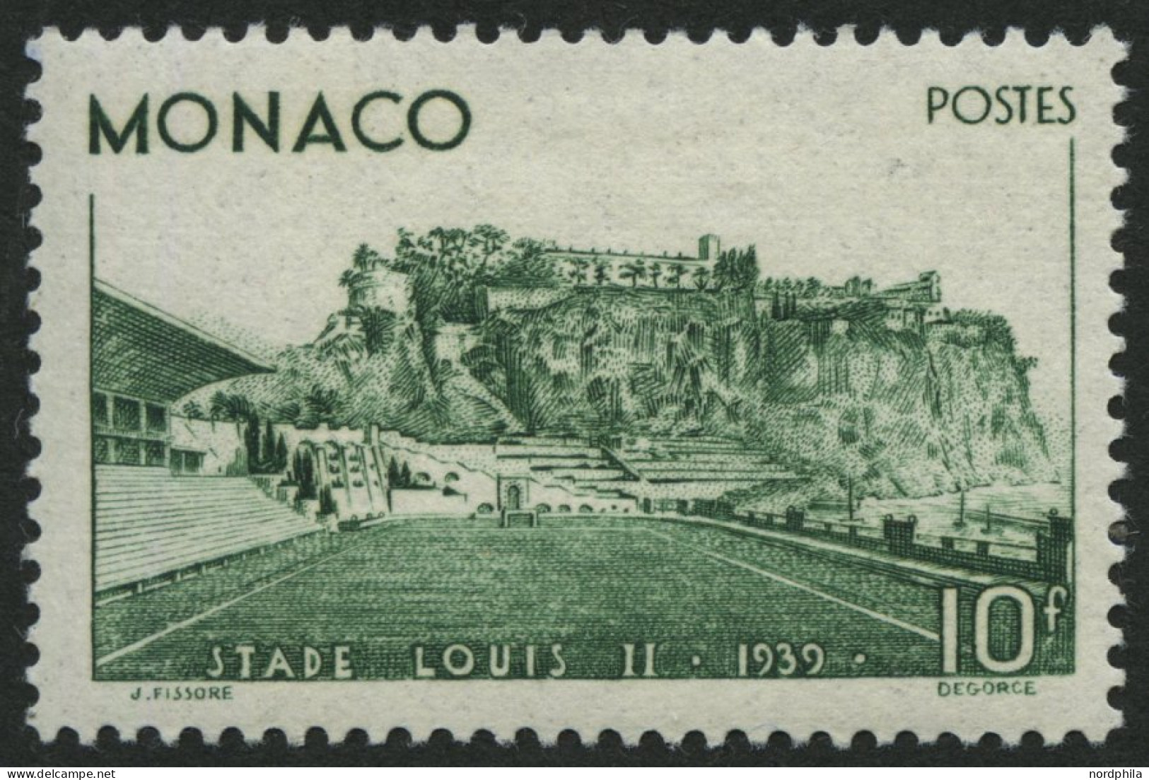 MONACO 189 , 1939, 10 Fr. Einweihung Des Louis II. Stadions, Falzrest, Pracht - Other & Unclassified