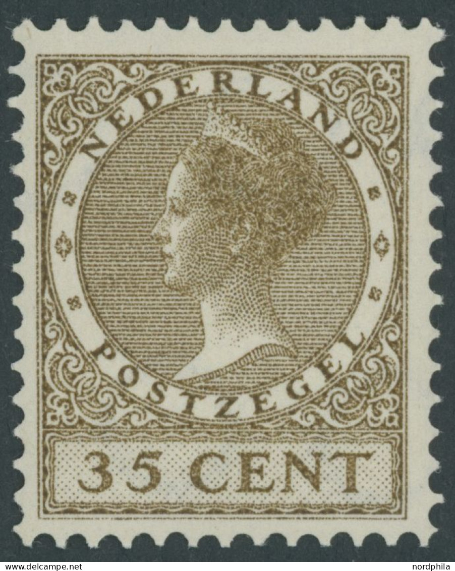 NIEDERLANDE 189A , 1926, 35 C. Braunoliv, Wz. 2, Falzrest, Pracht - Sonstige & Ohne Zuordnung