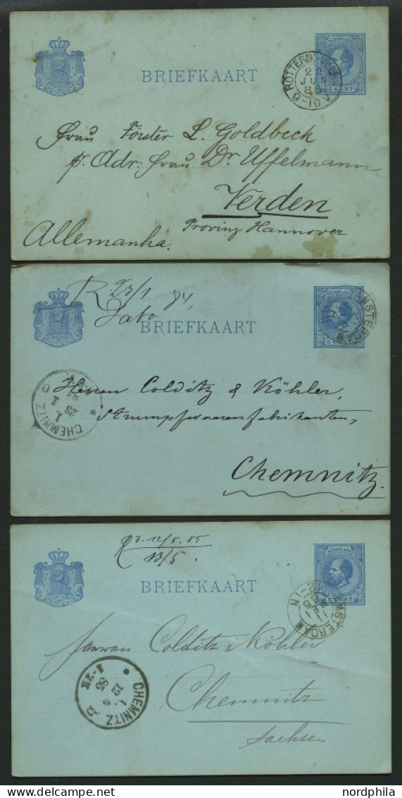 NIEDERLANDE 1884-1903, 5 Ganzsachenkarten Nach Deutschland, Etwas Unterschiedliche Erhaltung - Postwaardestukken