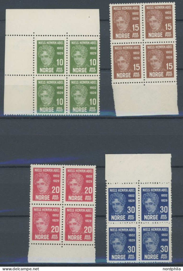 NORWEGEN 150-53 VB , 1929, Abel In Randviererblocks, Postfrischer Prachtsatz, Mi. 140.- - Sonstige & Ohne Zuordnung