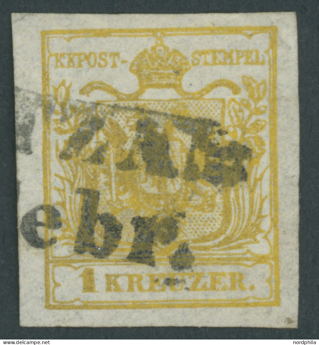 ÖSTERREICH BIS 1867 1Xd O, 1850, 1 Kr. Kadmiumgelb, Handpapier, Type III, L2 (ROKIT)ZAN, Breitrandig, Pracht, Fotobefund - Sonstige & Ohne Zuordnung