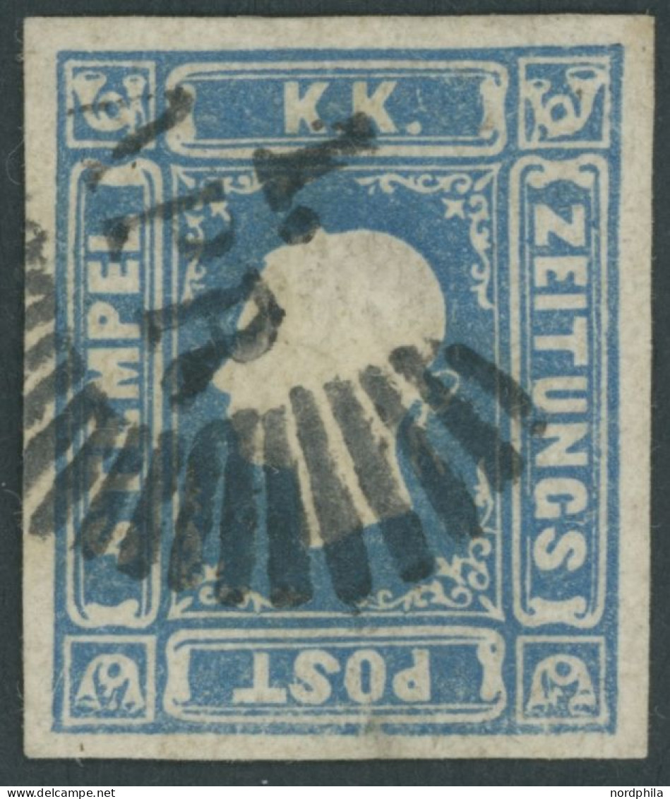 ÖSTERREICH BIS 1867 16a O, 1858, 1.05 Kr. Blau, Strahlenstempel Von WIEN, Pracht, Fotobefund Dr. Ferchenbauer, Mi. 700.- - Autres & Non Classés