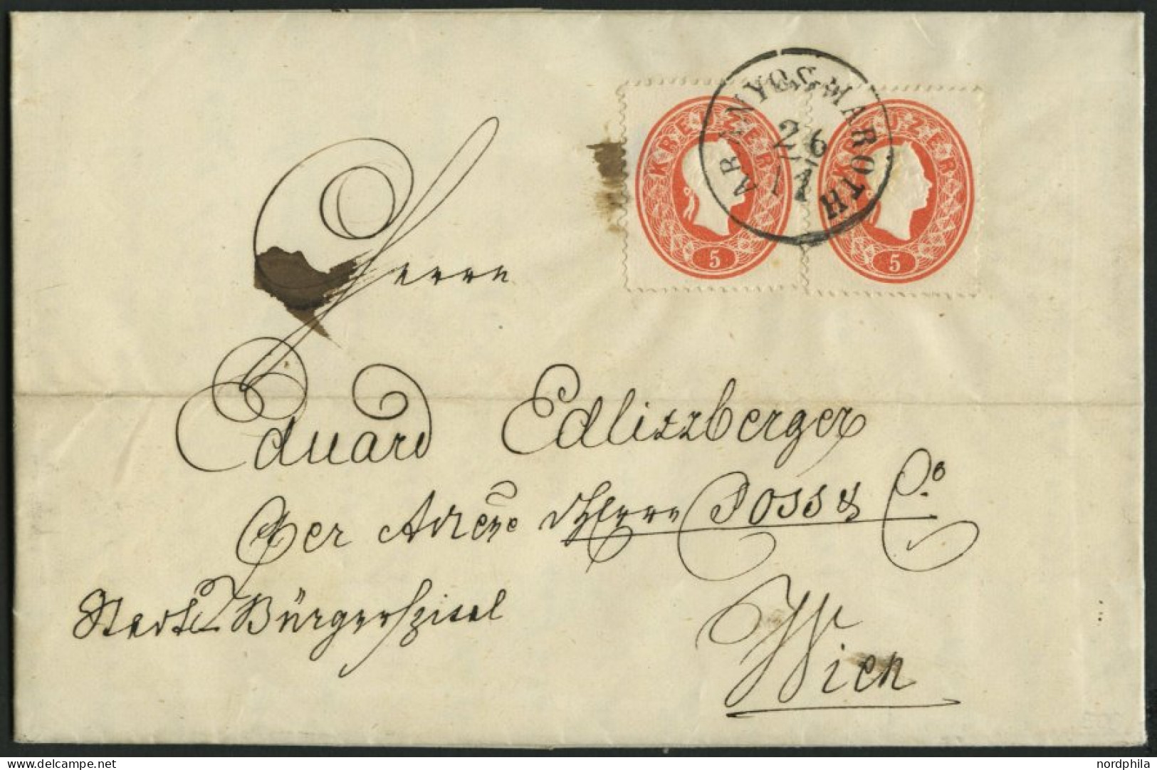 ÖSTERREICH 20 BRIEF, 1860, 5 Kr. Rot Auf Brief Mit Ungarischem K1 ARANYOS-MAROTH, Pracht - Gebraucht