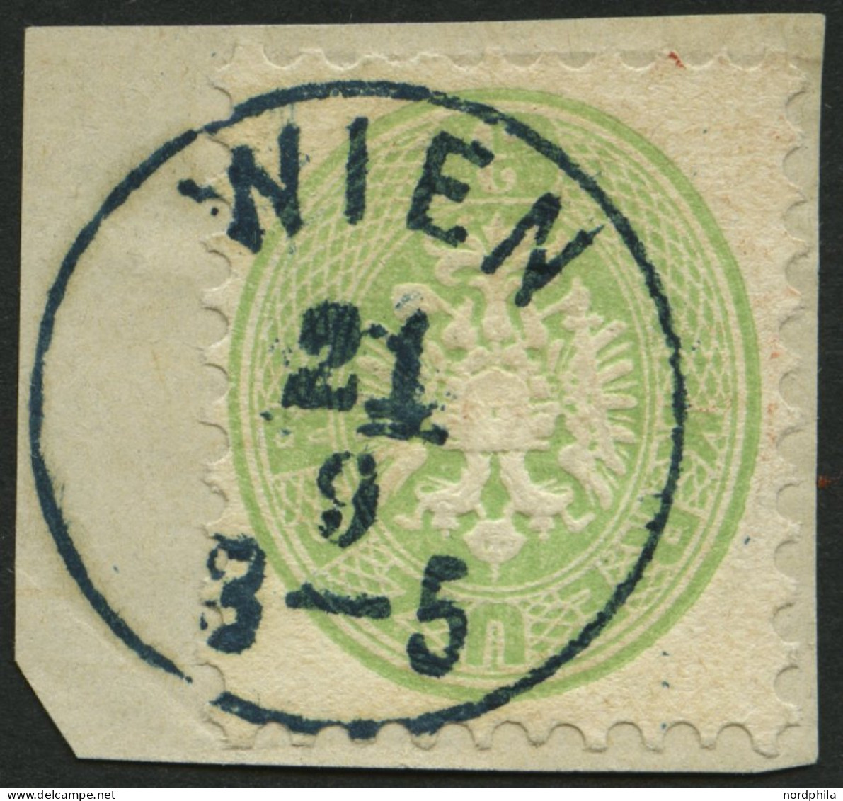 ÖSTERREICH 31 BrfStk, 1863, 3 Kr. Grün, Blauer K1 WIEN, Prachtbriefstück - Andere & Zonder Classificatie