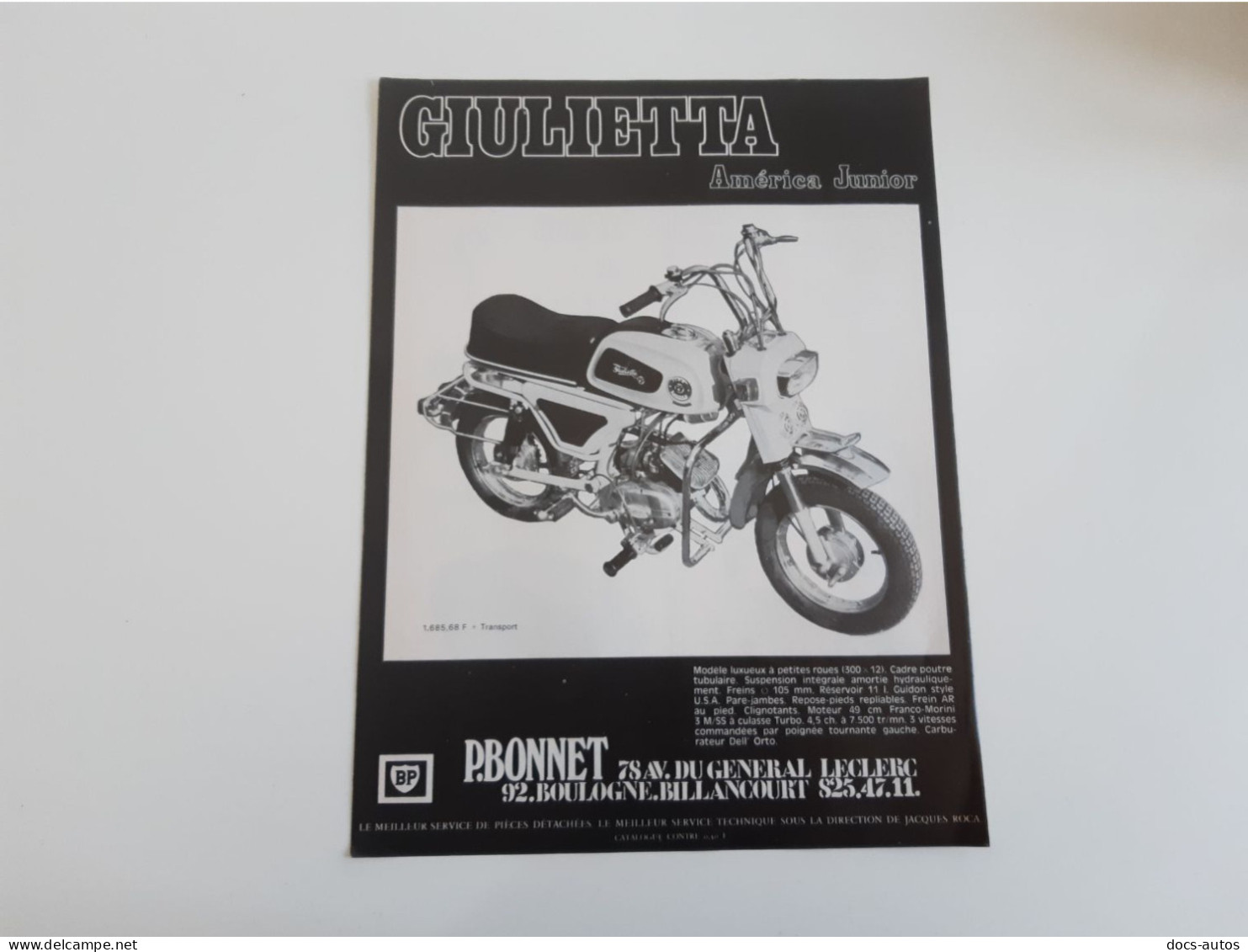 Moto Giulietta - Publicité De Presse - Motor Bikes