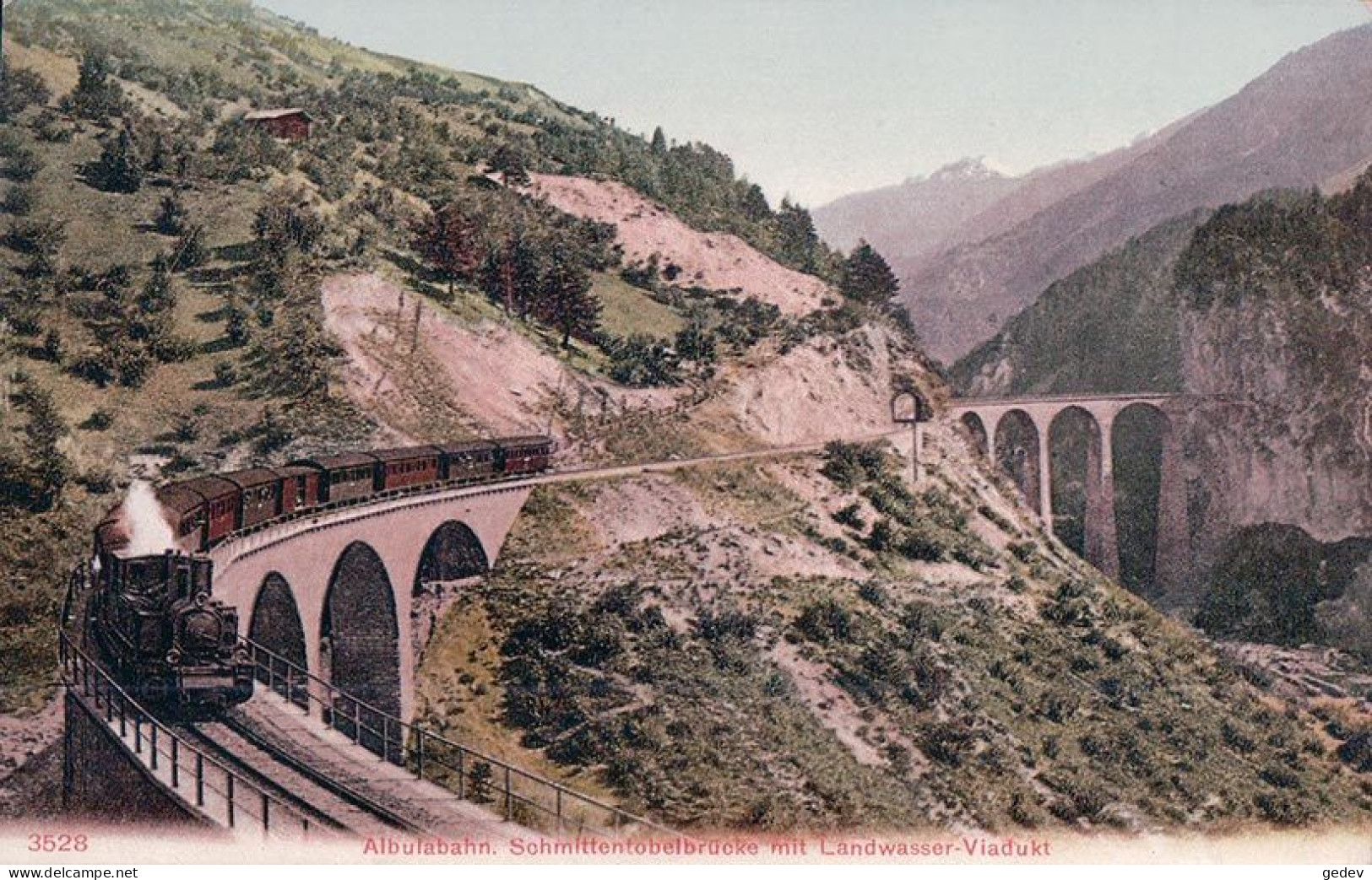 Albulabahn GR, Schmittentobelbrücke Mit Landwasser Viadukt, Chemin De Fer Et Train à Vapeur (3528) - Structures