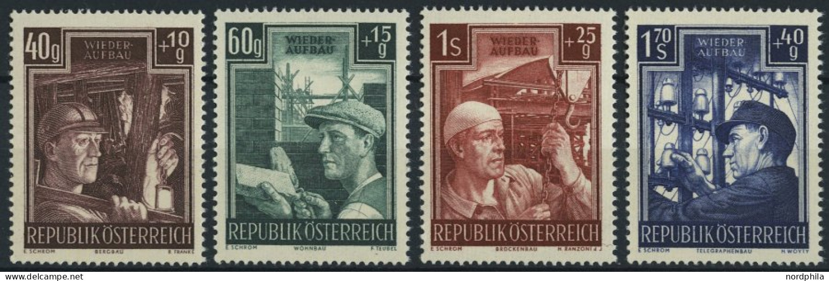 ÖSTERREICH 960-63 , 1951, Wiederaufbau, Prachtsatz, Fotobefund Babor, Mi. 80.- - Gebraucht