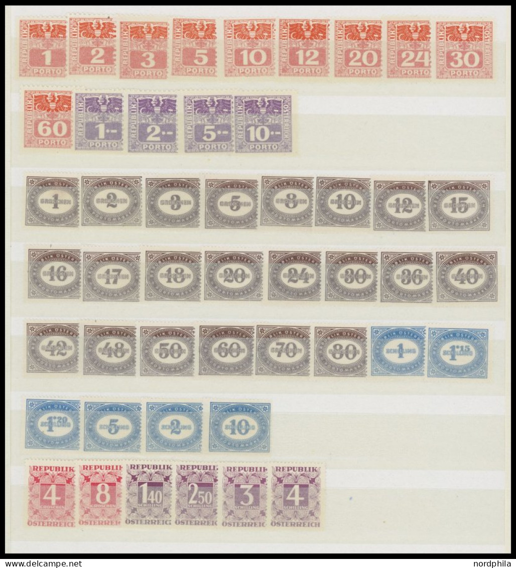 PORTOMARKEN , 1945-49, Postfrische Dublettenpartie Portomarken, U.a. 50x Mi.Nr. 189-200 In Bogenteilen Mit Plattennummer - Postage Due