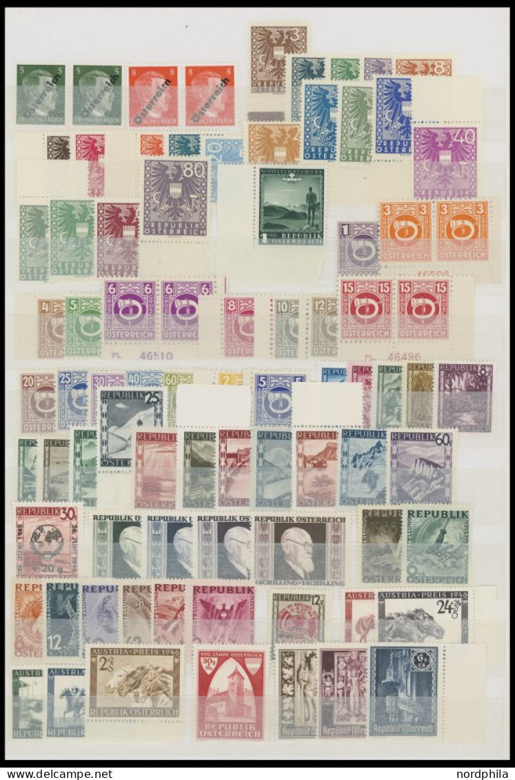 SAMMLUNGEN , Postfrische Teilsammlung Österreich Von 1945-60 Mit Vielen Besseren Ausgaben, Ab 1948 Recht Komplett, U.a.  - Collections