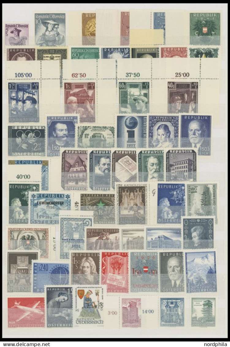 LOTS , Postfrische Partie Österreich Von 1945-60 Mit Einigen Guten Ausgaben, U.a. Mi.Nr. 909-11, 926, 937-40, 960-63, Da - Collections