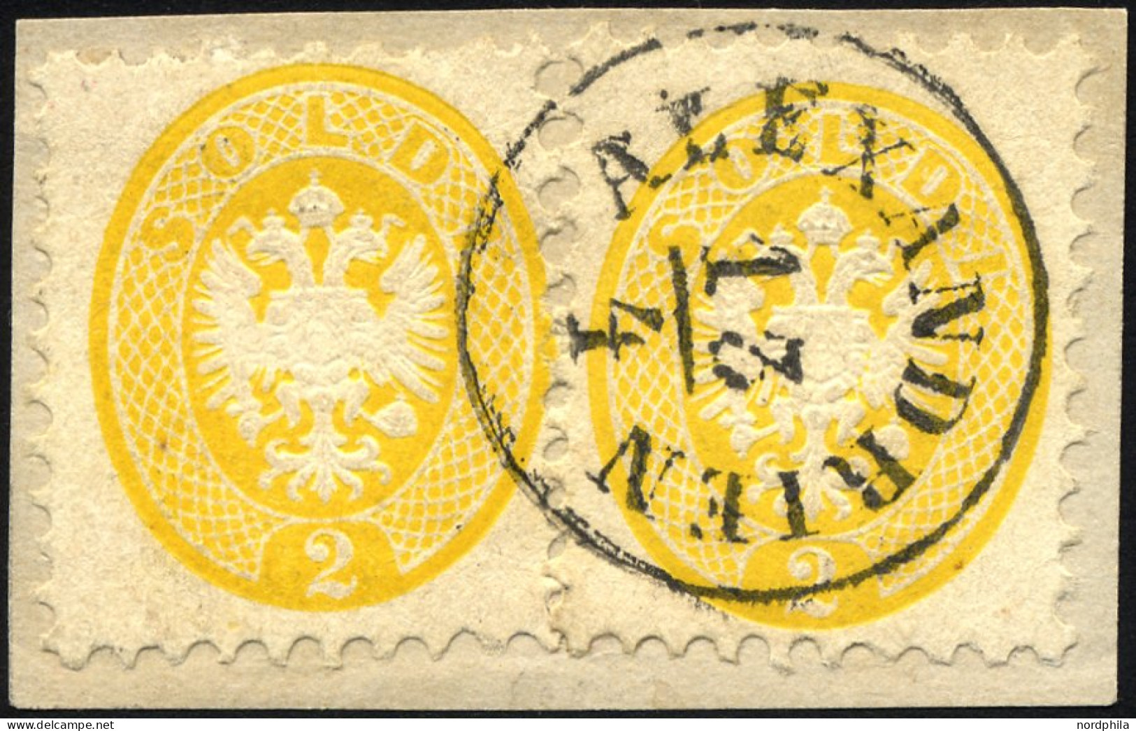 POST IN DER LEVANTE V 19 BrfStk, Vorläufer: 1864, 2 So. Gelb, 2x Auf Briefstück, K1 ALEXANDRIEN, Prachtbriefstück, Gepr. - Eastern Austria