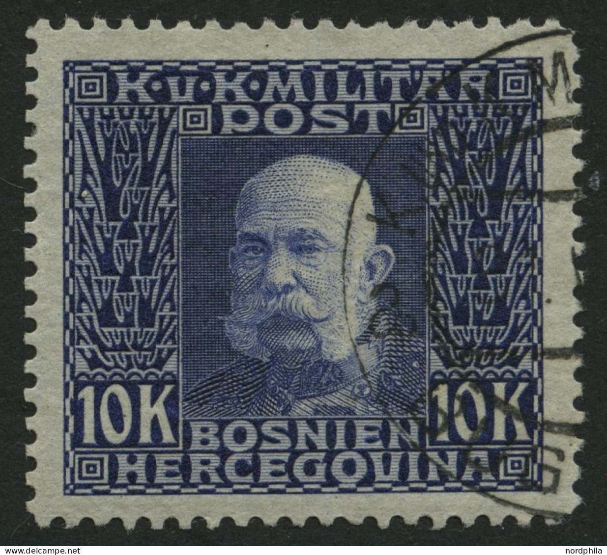 BOSNIEN UND HERZEGOWINA 84 O, 1914, 10 Kr. Violett Auf Grau, Pracht, Mi. 170.- - Bosnien-Herzegowina