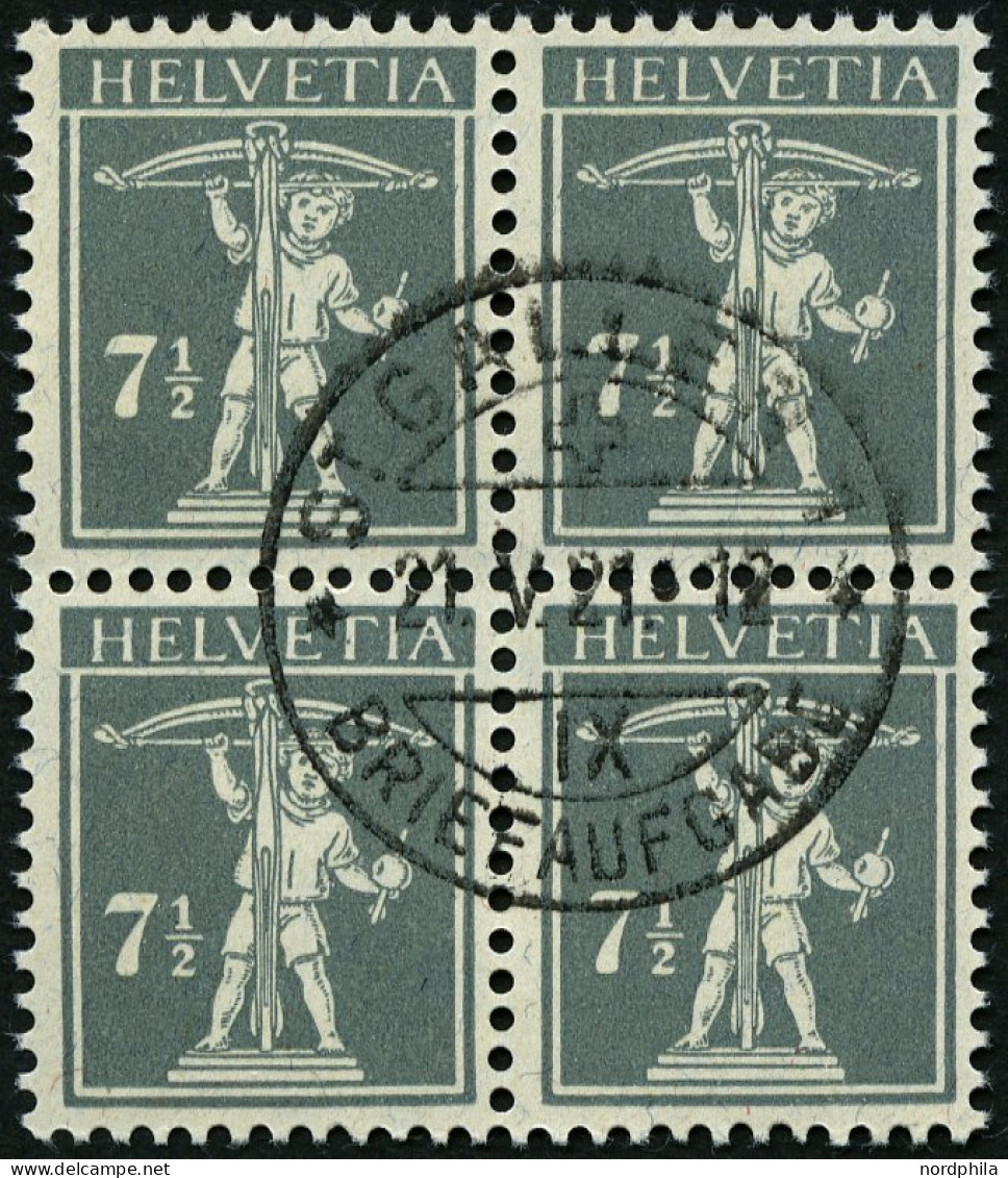 SCHWEIZ BUNDESPOST 138xIII VB O, 1915, 13 C. Dunkelgrauoliv Auf Mattgelblichorange, Type III, Im Zentrisch Gestempelten  - Gebruikt