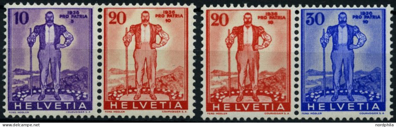 SCHWEIZ BUNDESPOST A294/5,A 295/6 , 1936, Pro Patria, 2 Prachtpaare, Mi. 97.- - Unused Stamps