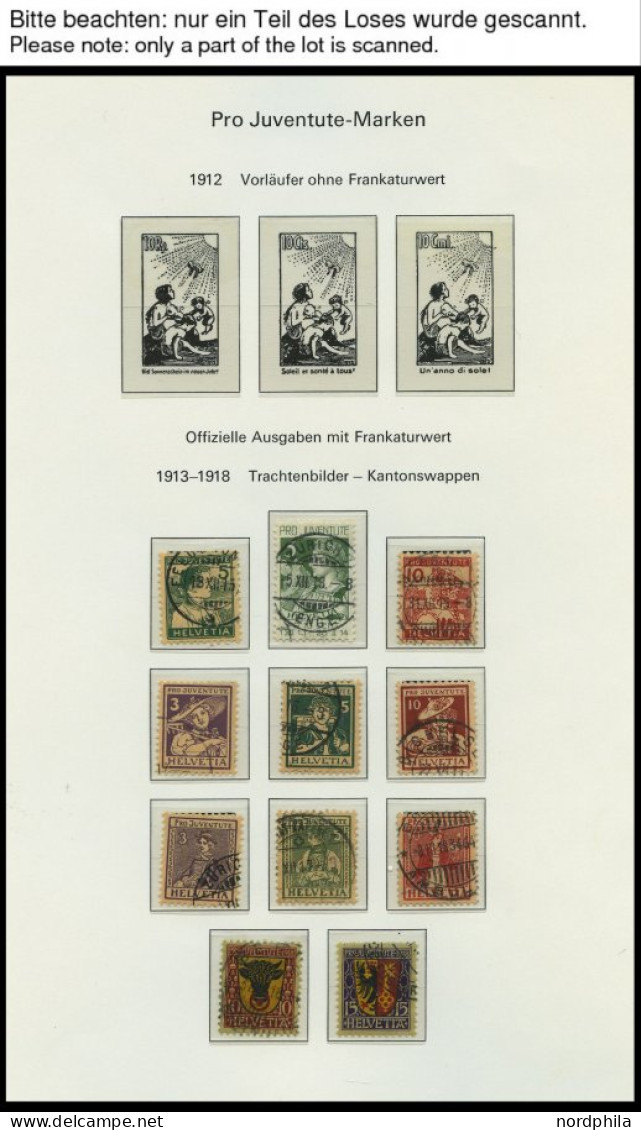 SAMMLUNGEN O, 1913-1977, Gestempelte Sammlung Pro Juventute Auf Biella Seiten, Bis Auf Die Blocks Komplett, Fast Nur Pra - Collections