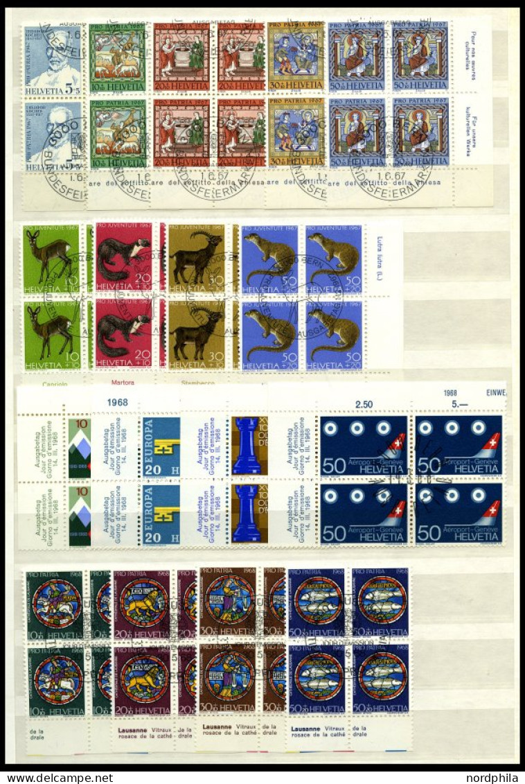 LOTS VB O, 1962-71, Saubere Partie Verschiedener Zentrisch Gestempelter Viererblocks, Nur Komplette Ausgaben, Pracht, Mi - Verzamelingen