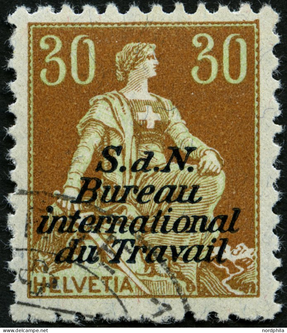 BIT/ILO 5 O, 1923, 30 C. Braunorange/hellgrün, Rauhe Zähnung, Pracht, Mi. 90.- - Officials
