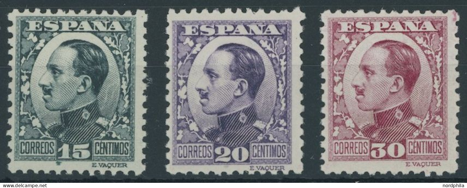 SPANIEN 565/6,568 , 1930, 15, 20 Und 30 C. König Alfons XII, Rückseitig Blaue Kontrollnummer, 3 Postfrische Prachtwerte, - Andere & Zonder Classificatie