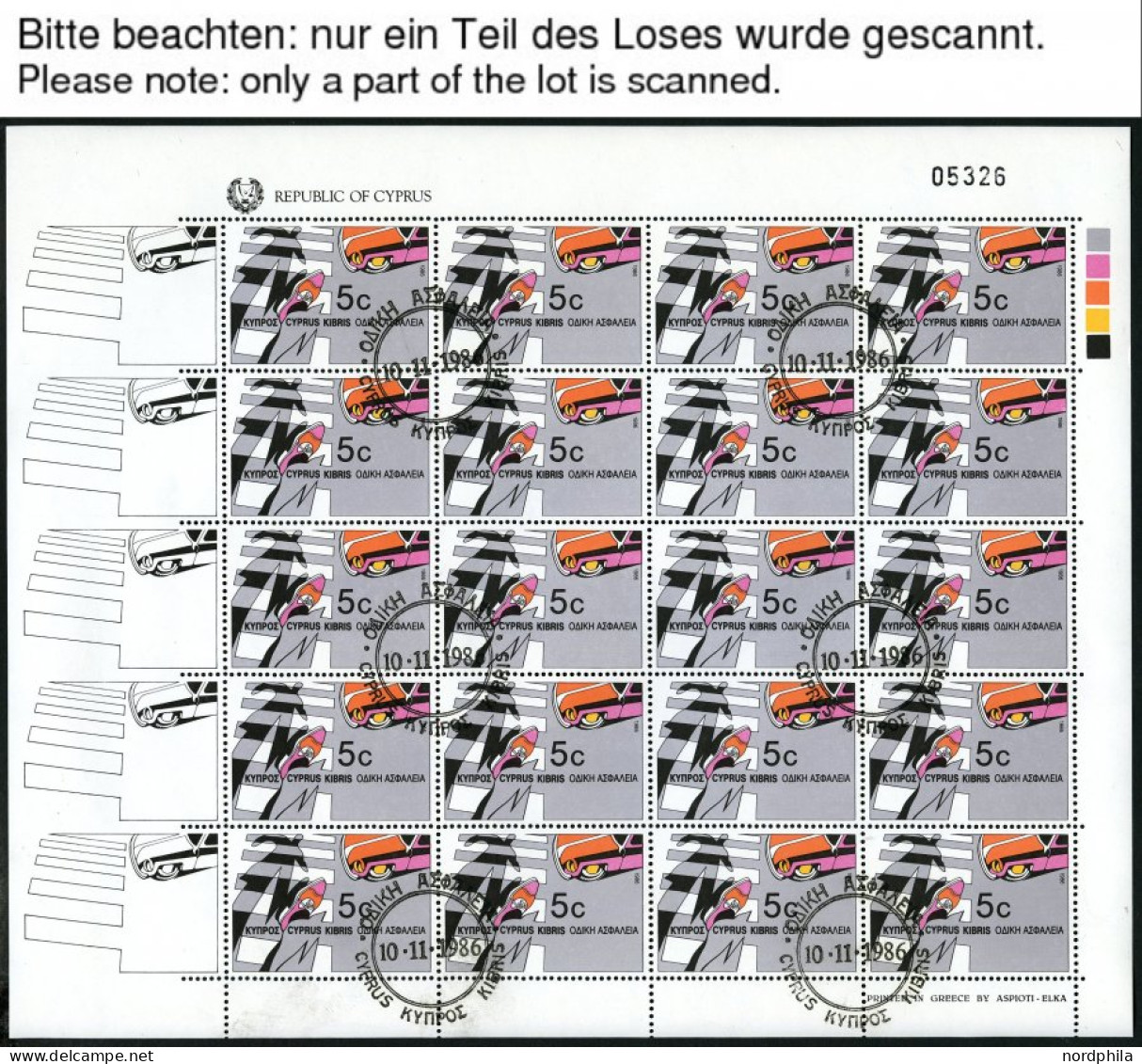 ZYPERN 666-68KB O, 1986, Verkehrssicherheit Im Kleinbogensatz Mit Ersttagsstempeln, Pracht, Mi. 100.- - Other & Unclassified