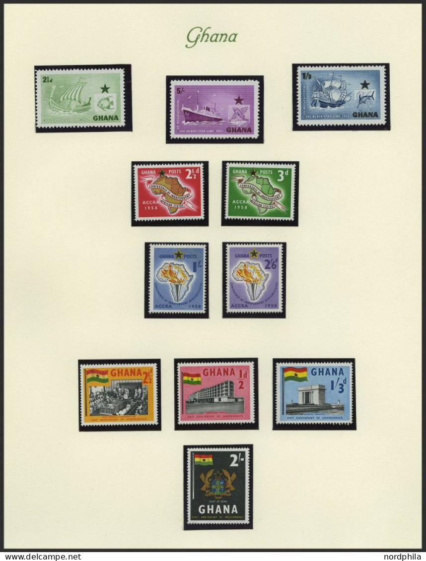 GHANA , 1957-65, Recht Komplette Postfrische Sammlung Ghana Auf Borekseiten, Prachterhaltung, Mi. 280.- - Ghana (1957-...)