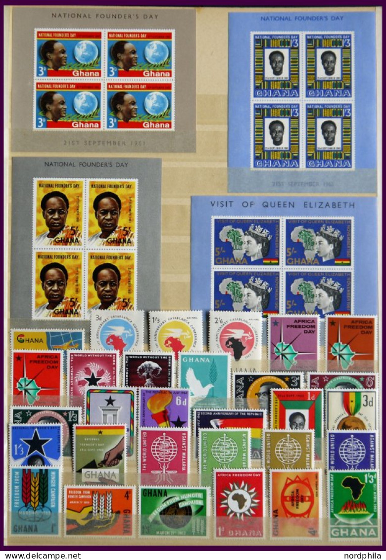 GHANA , , 1957-80, Ungebrauchte, Wohl Fast Komplette Sammlung Im Einsteckbuch, Mit Vielen Blocks Und Kleinbogen, Prachte - Ghana (1957-...)