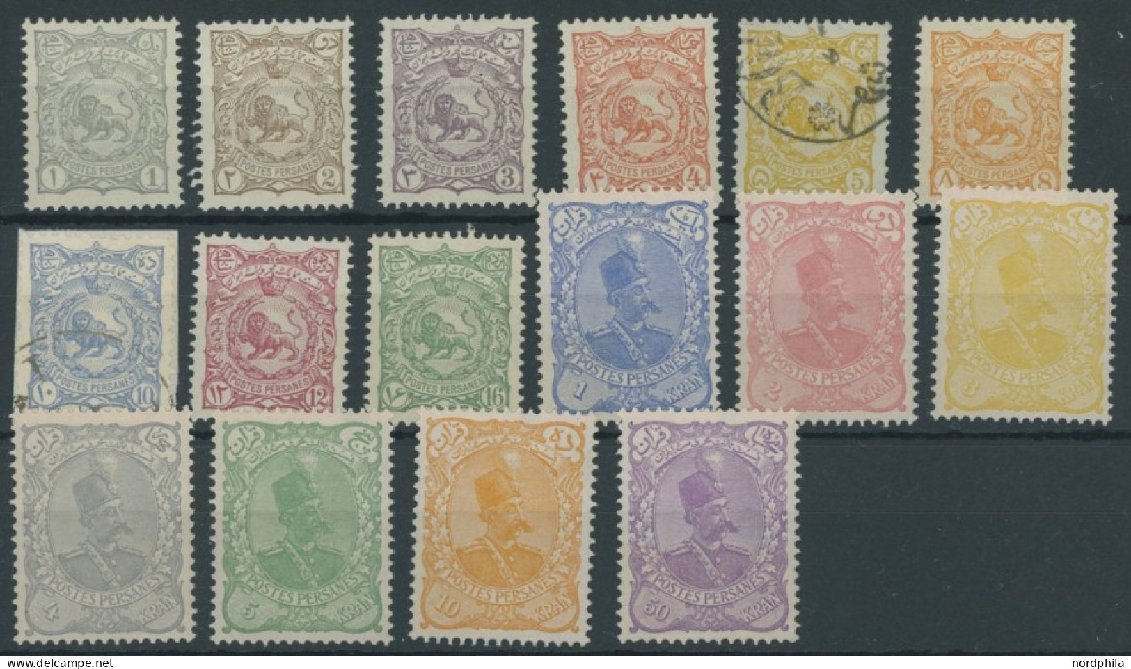 IRAN 94-109I ,,o , 1897, Schah Muzzafar Ad-Din, Ohne Aufdruck, Mi.Nr. 98 Und 100 Gestempelt, Sonst Postfrischer Prachtsa - Iran