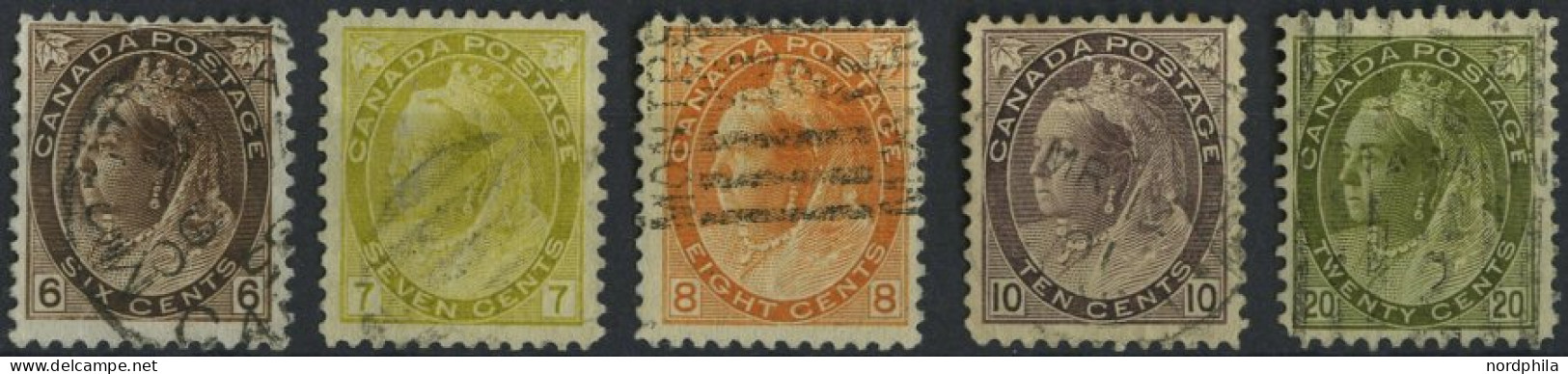 KANADA 68-72A O, 1898, 7 - 20 C. Königin Viktoria, Vierseitig Geähnt, 5 Werte Meist Pracht, Mi. 220.- - Used Stamps