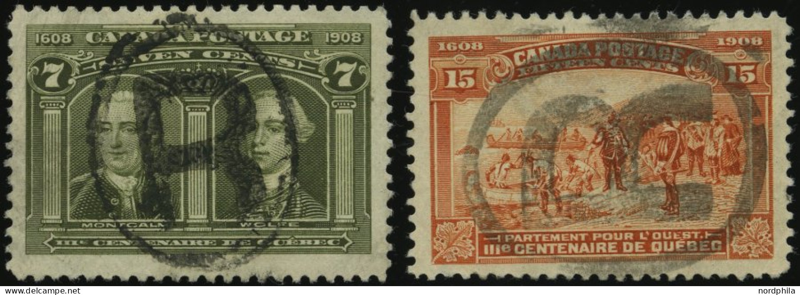 KANADA 88,90 O, 1908, 7 Und 15 C. Quebec, 2 Werte Mit R-Stempel, Feinst/Pracht, Mi.165.- - Gebraucht