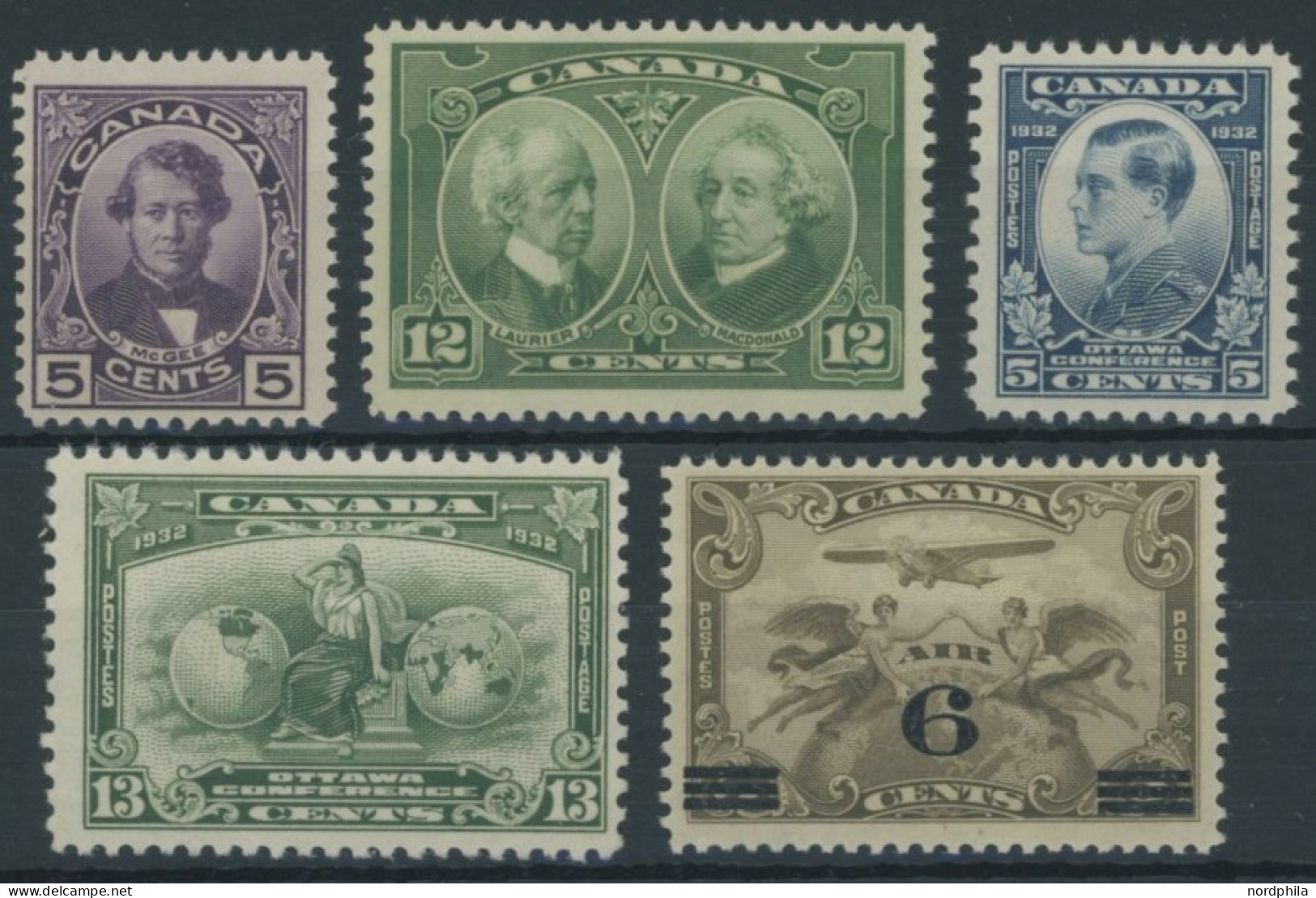 KANADA 124/5,160/1,169 , 1927-32, 5 Verschiedene Postfrische Werte, Pracht - Otros & Sin Clasificación