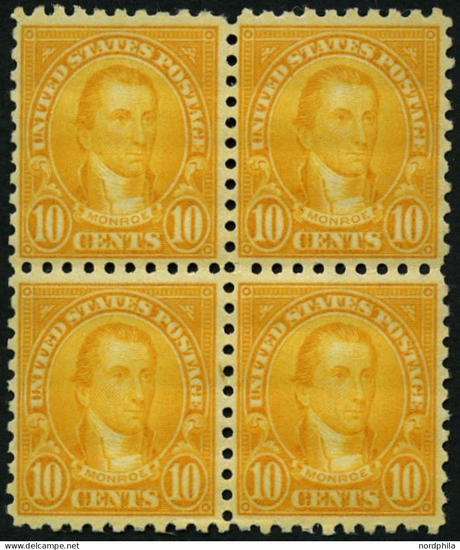 USA 272C VB , Scott 591, 1925, 10 C. Monroe, Gezähnt L 10, Im Postfrischen Viererblock, Pracht - Neufs